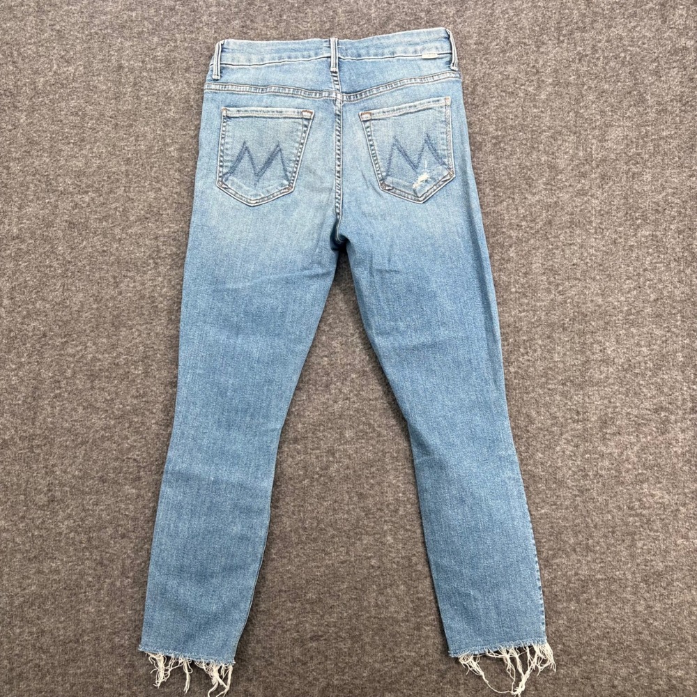 Mother The Looker High Rise Skinny Crop Distressed Frayed Hem Blue Jeans Size 28 - Picture 6 of 14